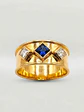 Anillo Rombos Zafiro Real y Circones Oro 18k - Miniatura 1
