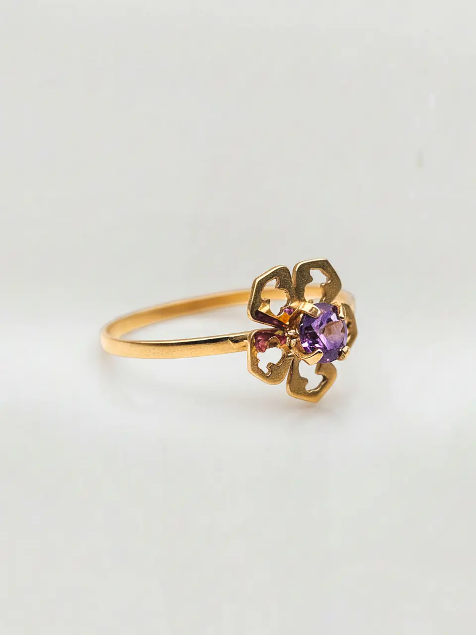 Anillo Flor de Amatista Mística Oro 18k 2