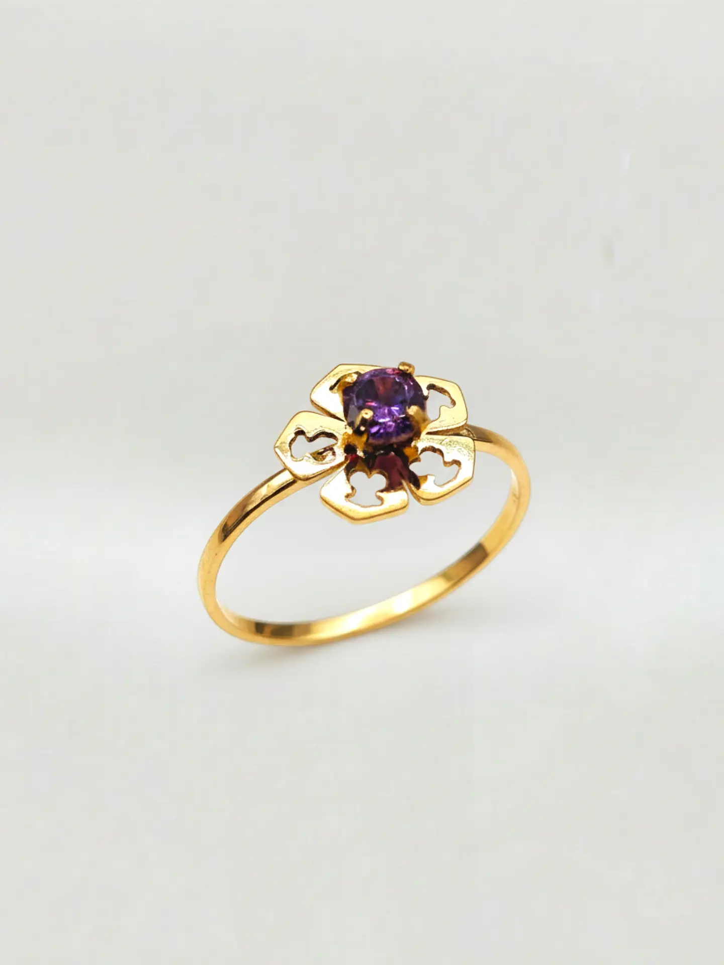 Anillo Flor de Amatista Mística Oro 18k 1