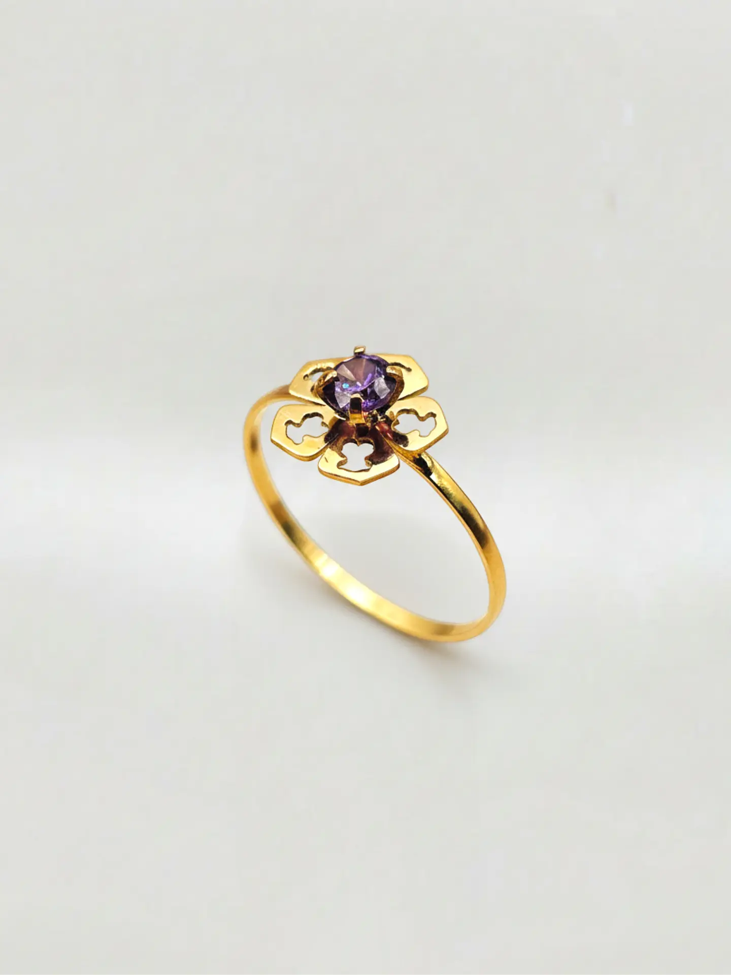 Anillo Flor de Amatista Mística Oro 18k 4