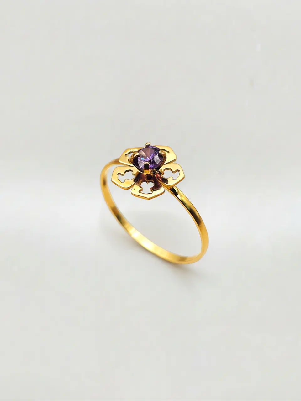 Anillo Flor de Amatista Mística Oro 18k 4