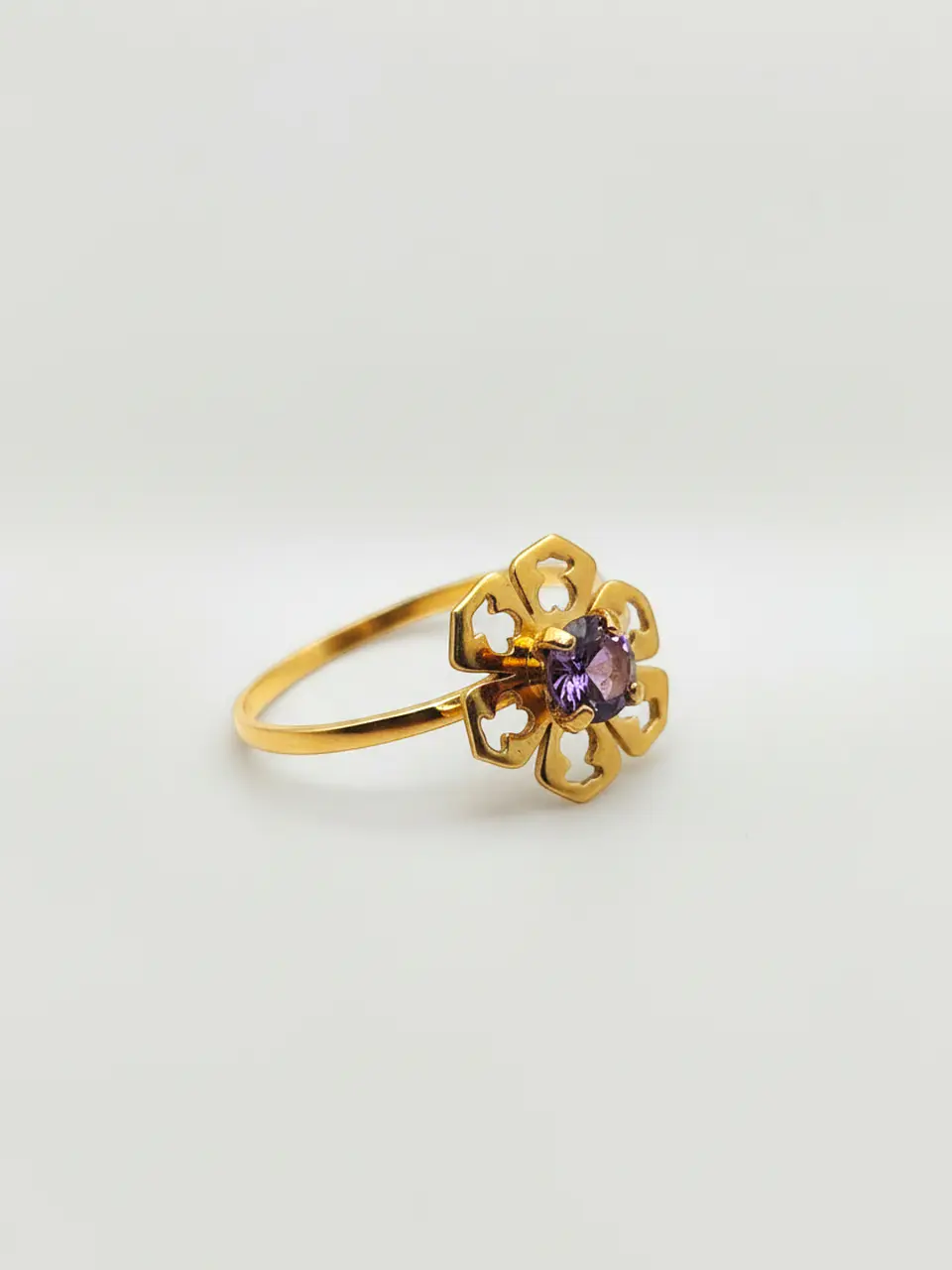 Anillo Flor de Amatista Mística Oro 18k 5
