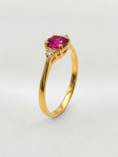 Anillo Princesa Real Rubí y Circones Oro 18k