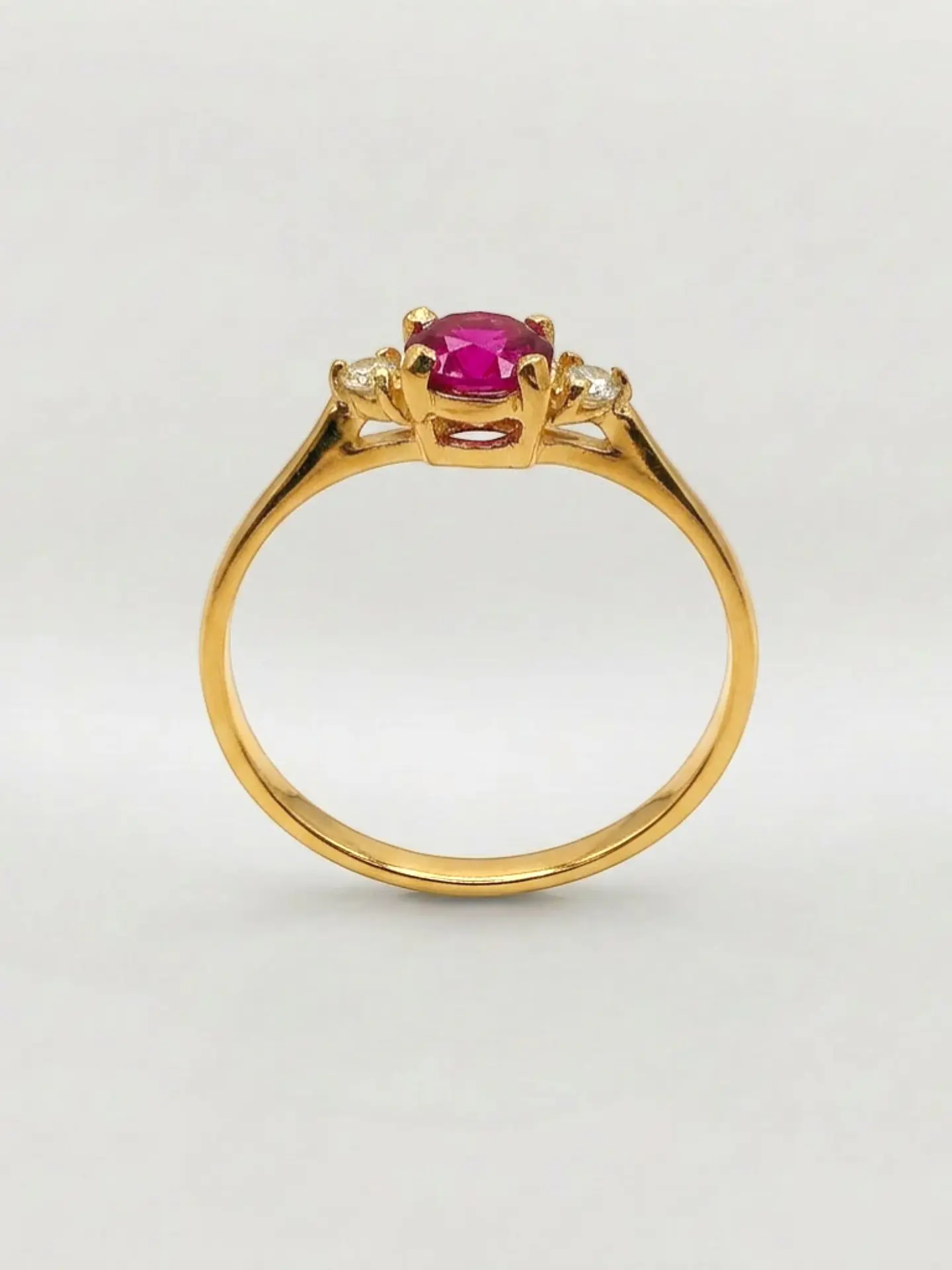 Anillo Princesa Real Rubí y Circones Oro 18k 6