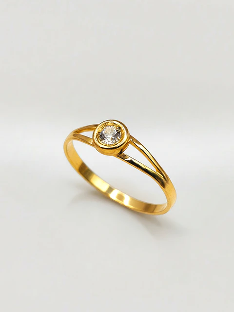 Anillo Punto de Luz Resplandor Circón Oro 18k
