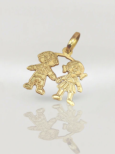Colgante Ternura de Niña y Niño Oro 18k
