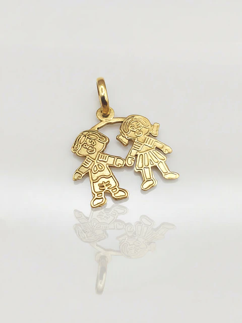 Colgante Ternura de Niña y Niño Oro 18k