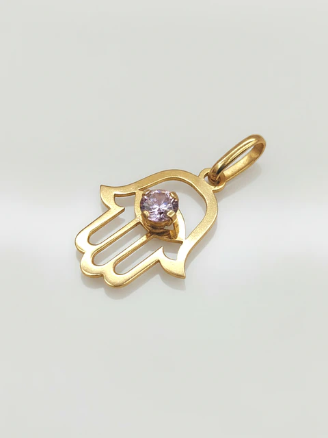 Colgante Mano de Fátima Rosa de Francia Oro 18k