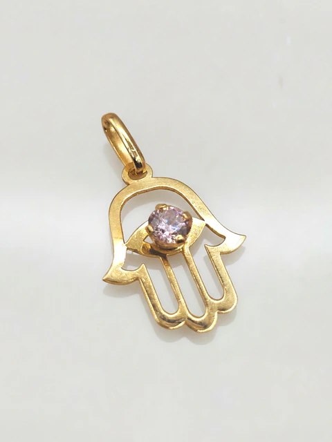 Colgante Mano de Fátima Rosa de Francia Oro 18k