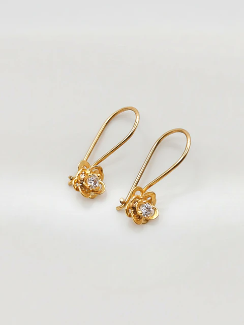 Aros Doble Flor con Circón de Gala Oro 18k