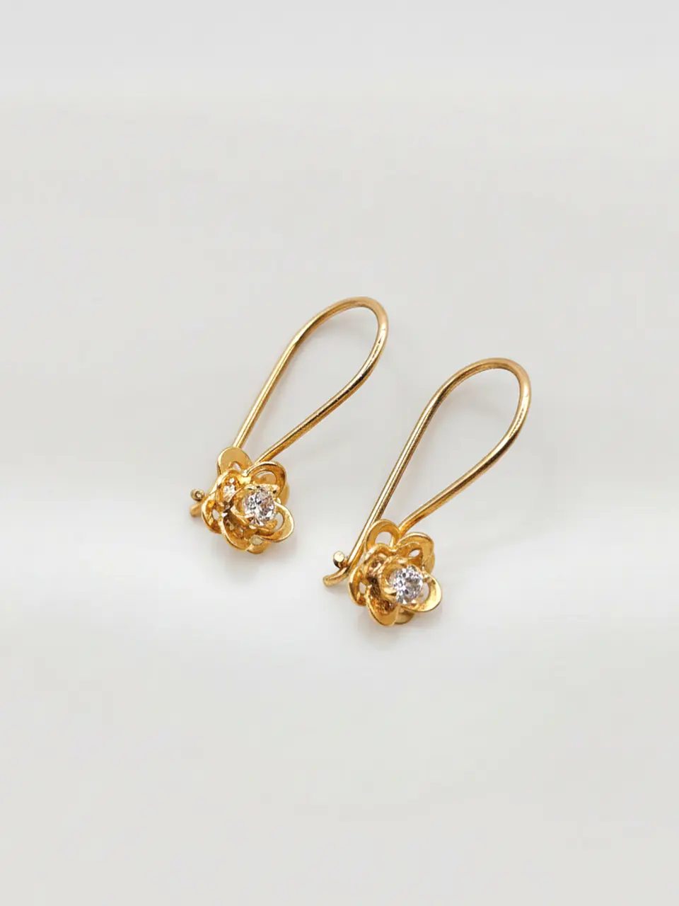 Aros Doble Flor con Circón de Gala Oro 18k 1