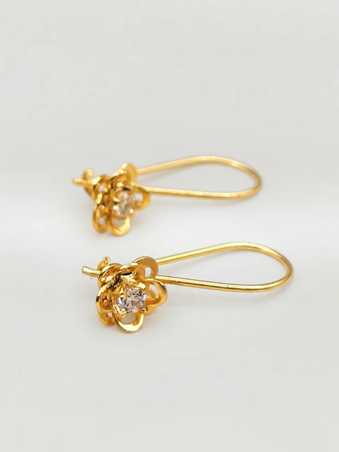Aros Doble Flor con Circón de Gala Oro 18k