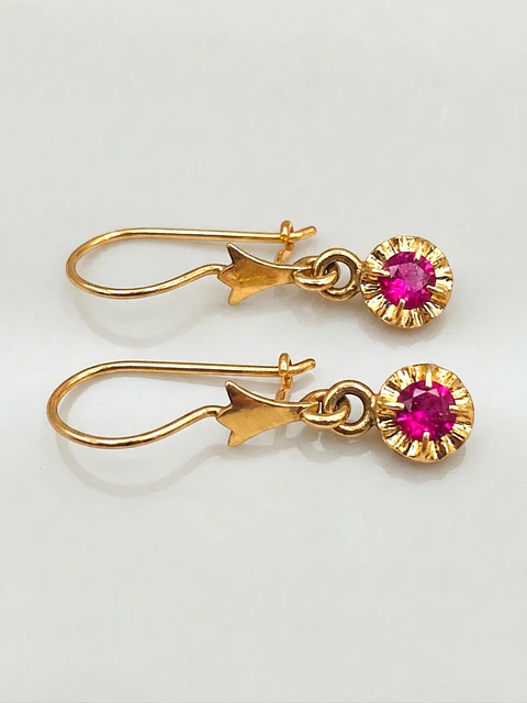 Aros Chatón Rubí Colgante de Gala Oro 18k