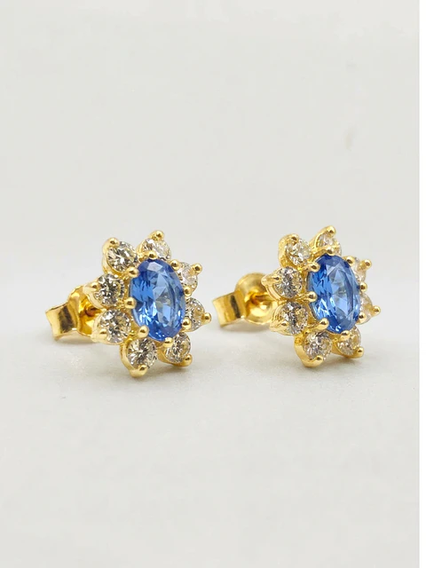 Aros Lady Aguamarina y Circones Grande Oro 18k