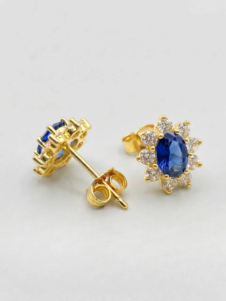 Aros Lady Aguamarina y Circones Grande Oro 18k 6