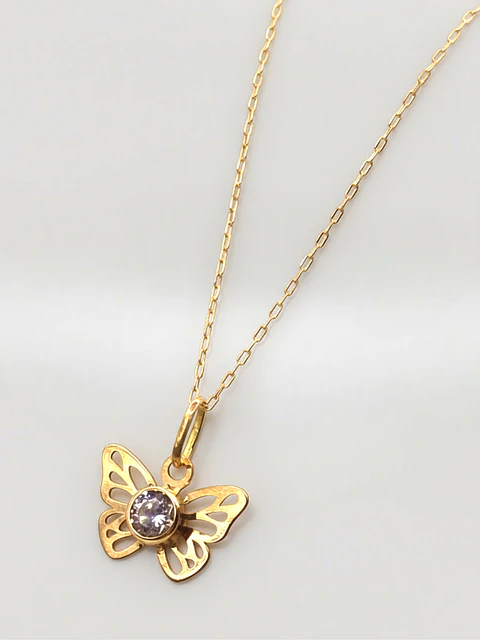Cadena Mariposa con Circón de Gala Oro 18k