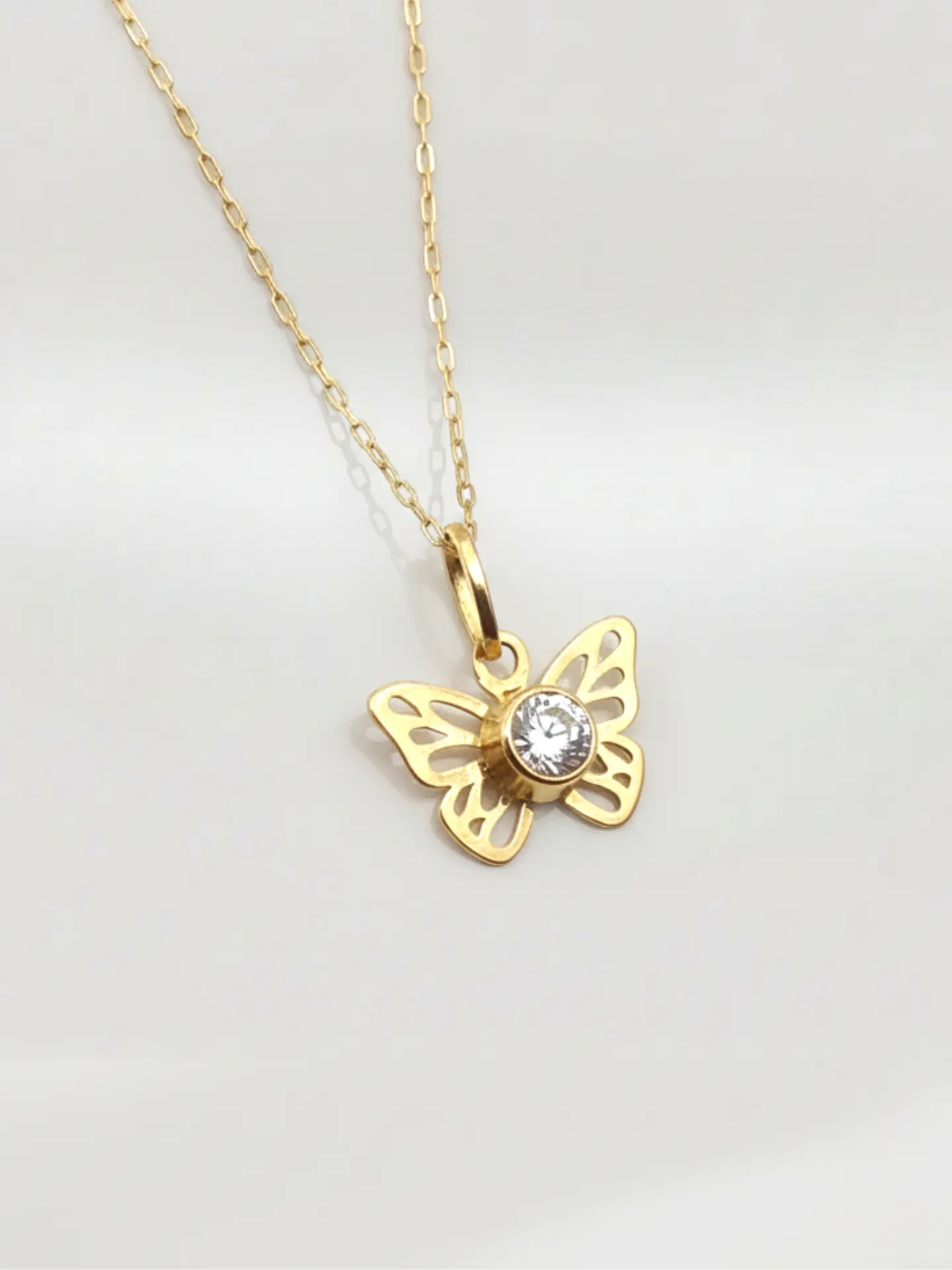 Cadena Mariposa con Circón de Gala Oro 18k 4