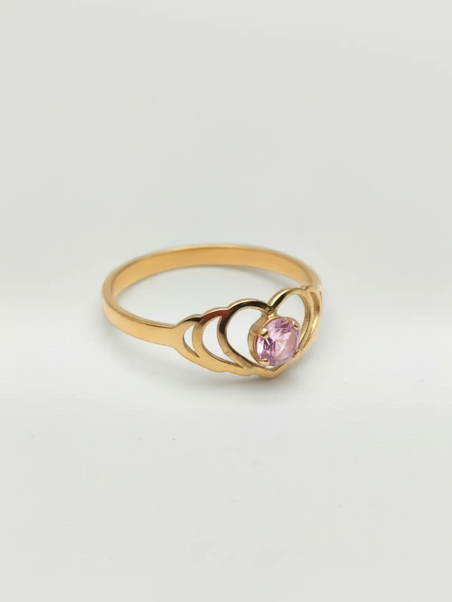 Anillo Doble Corazón Rosa de Francia Oro 18k 2