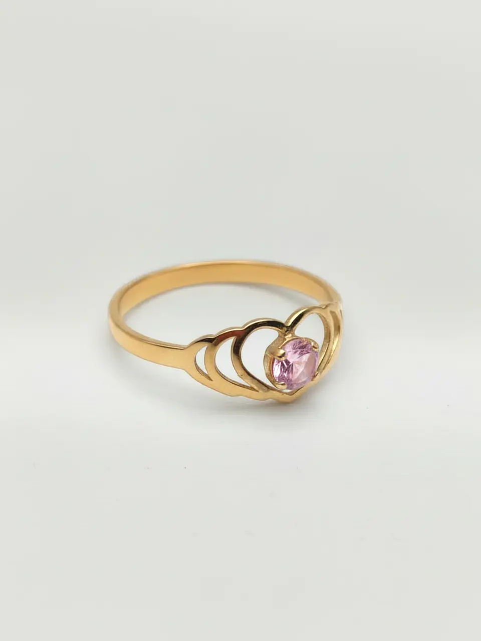 Anillo Doble Corazón Rosa de Francia Oro 18k 2