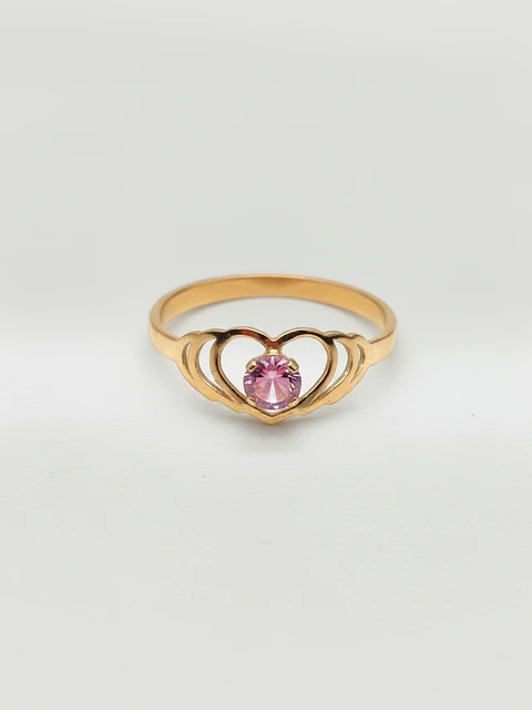 Anillo Doble Corazón Rosa de Francia Oro 18k