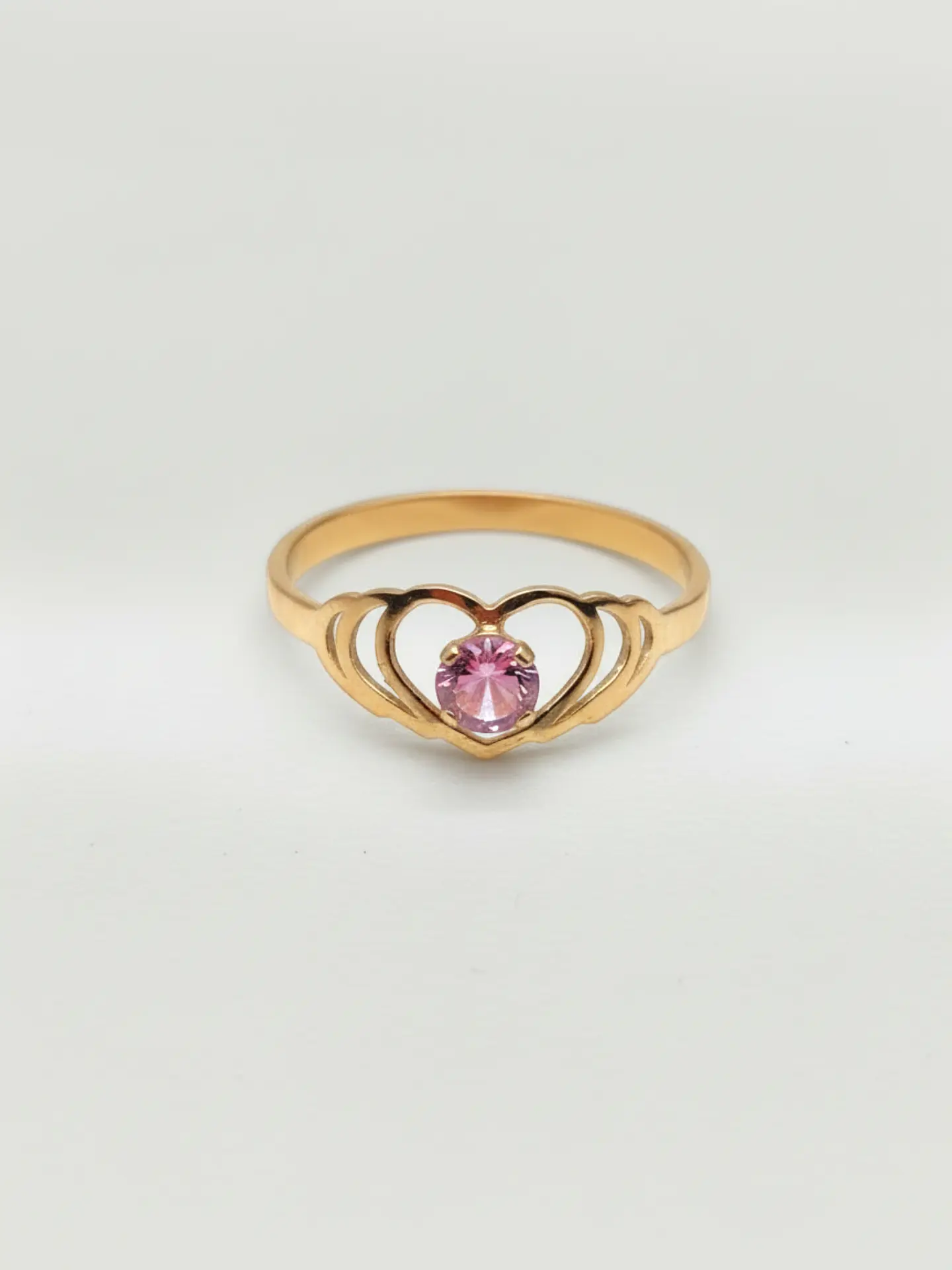 Anillo Doble Corazón Rosa de Francia Oro 18k 1