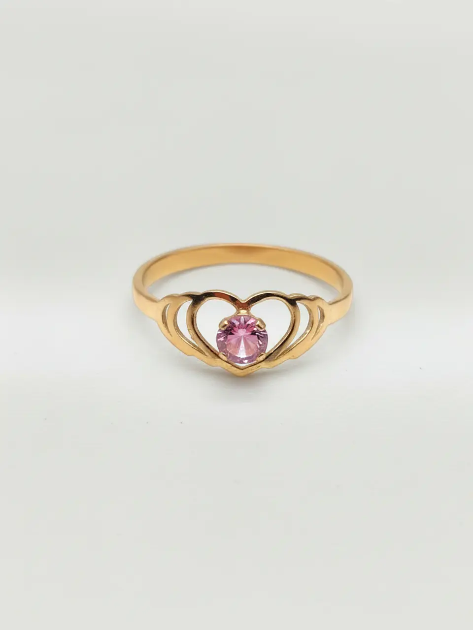 Anillo Doble Corazón Rosa de Francia Oro 18k 1