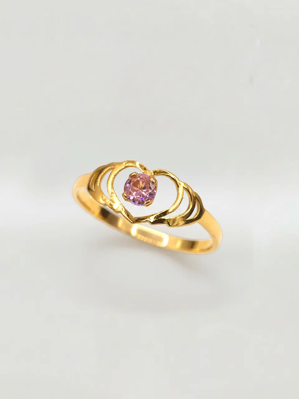 Anillo Doble Corazón Rosa de Francia Oro 18k 3
