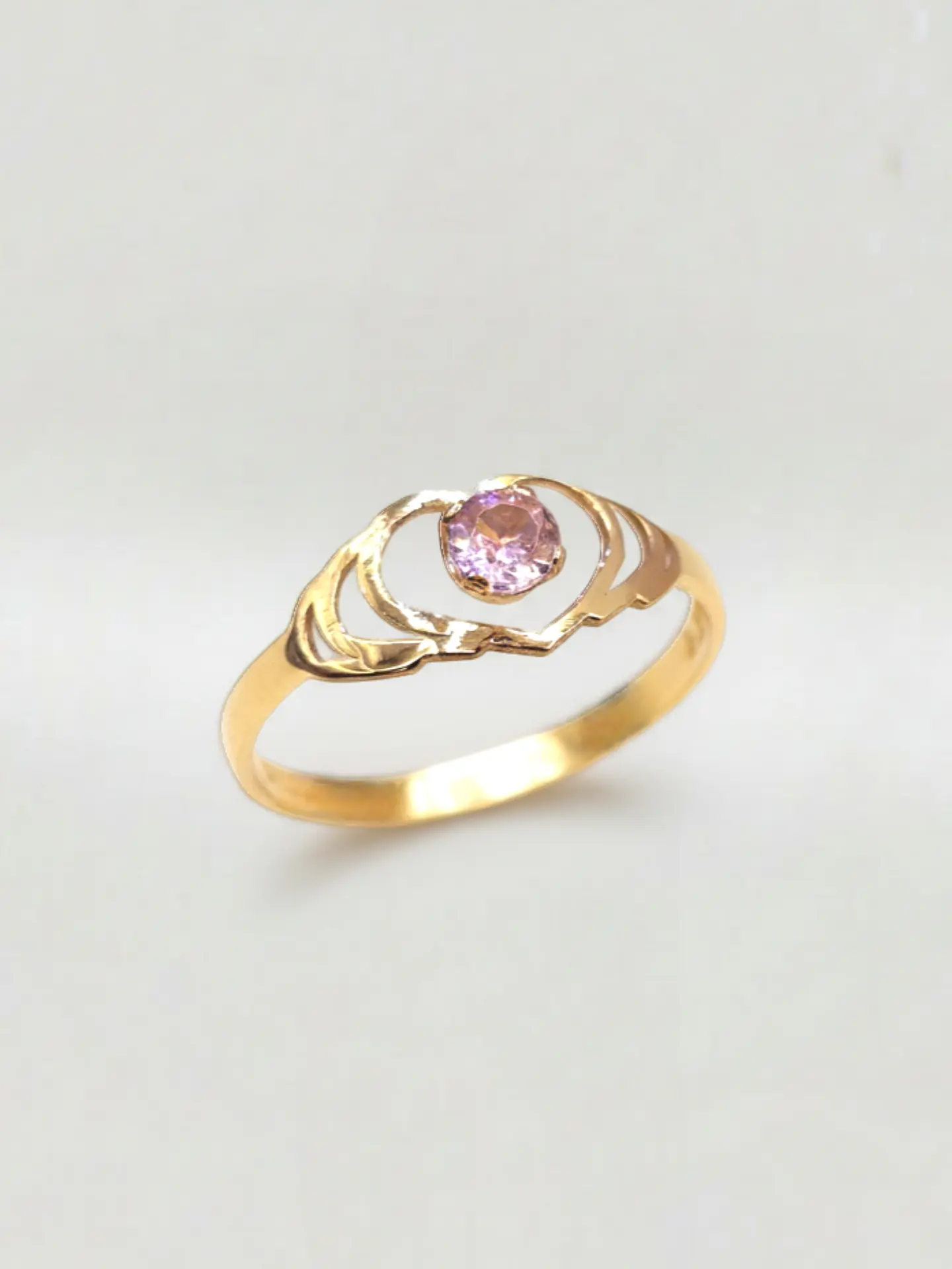 Anillo Doble Corazón Rosa de Francia Oro 18k 4