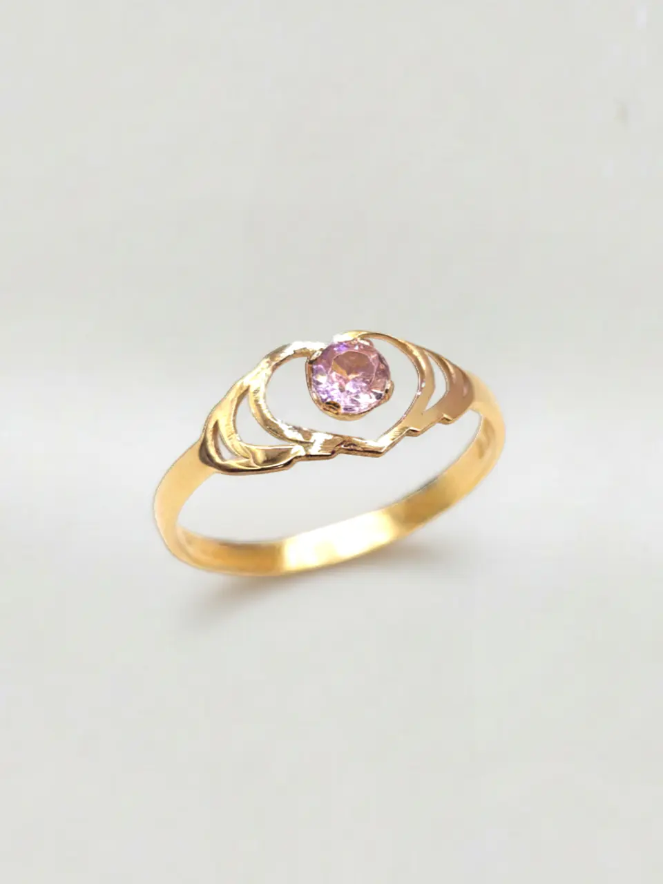 Anillo Doble Corazón Rosa de Francia Oro 18k 4
