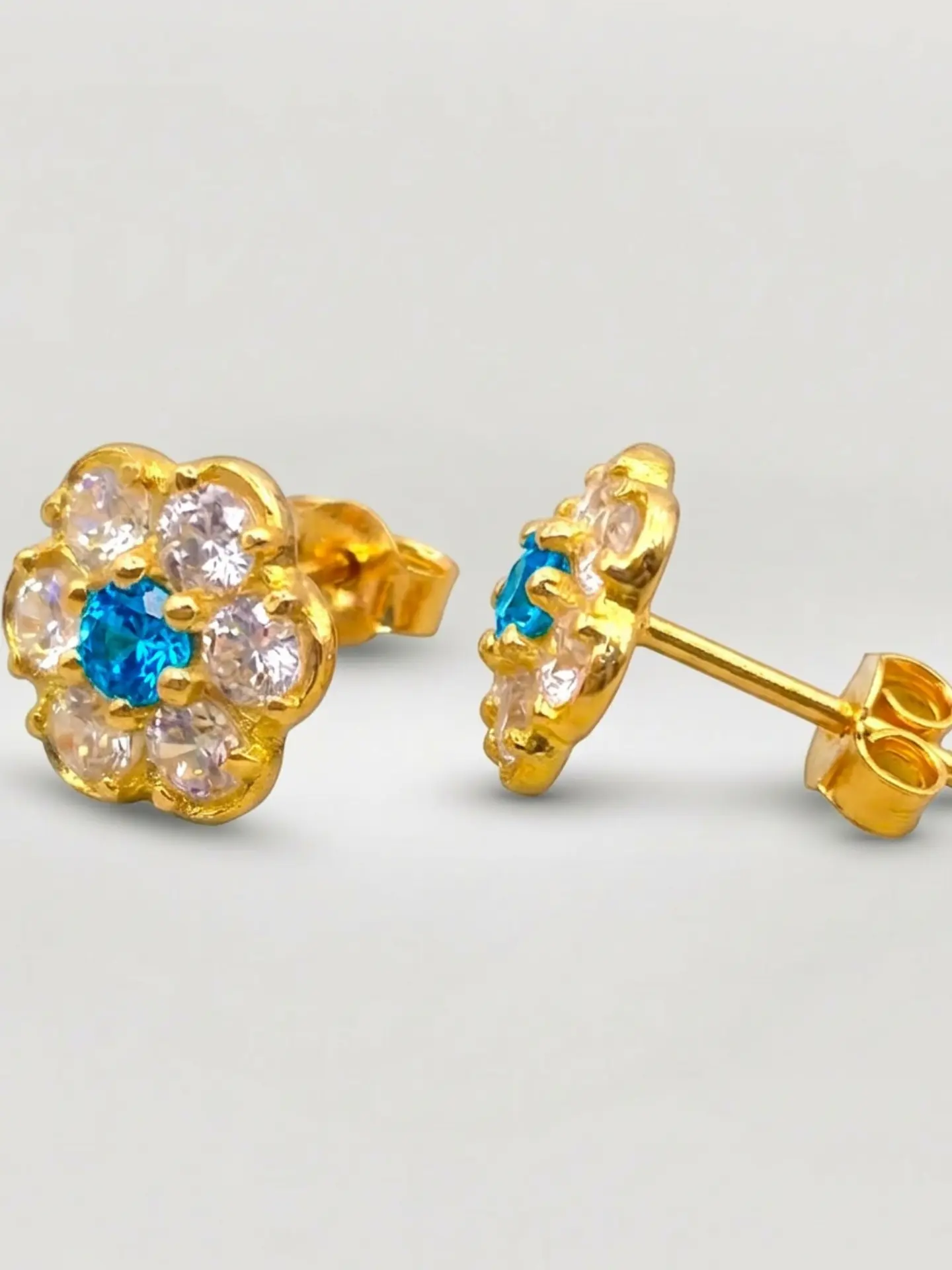 Aros Roseta Aguamarina Mar de Cristal Grande Oro 18k 1