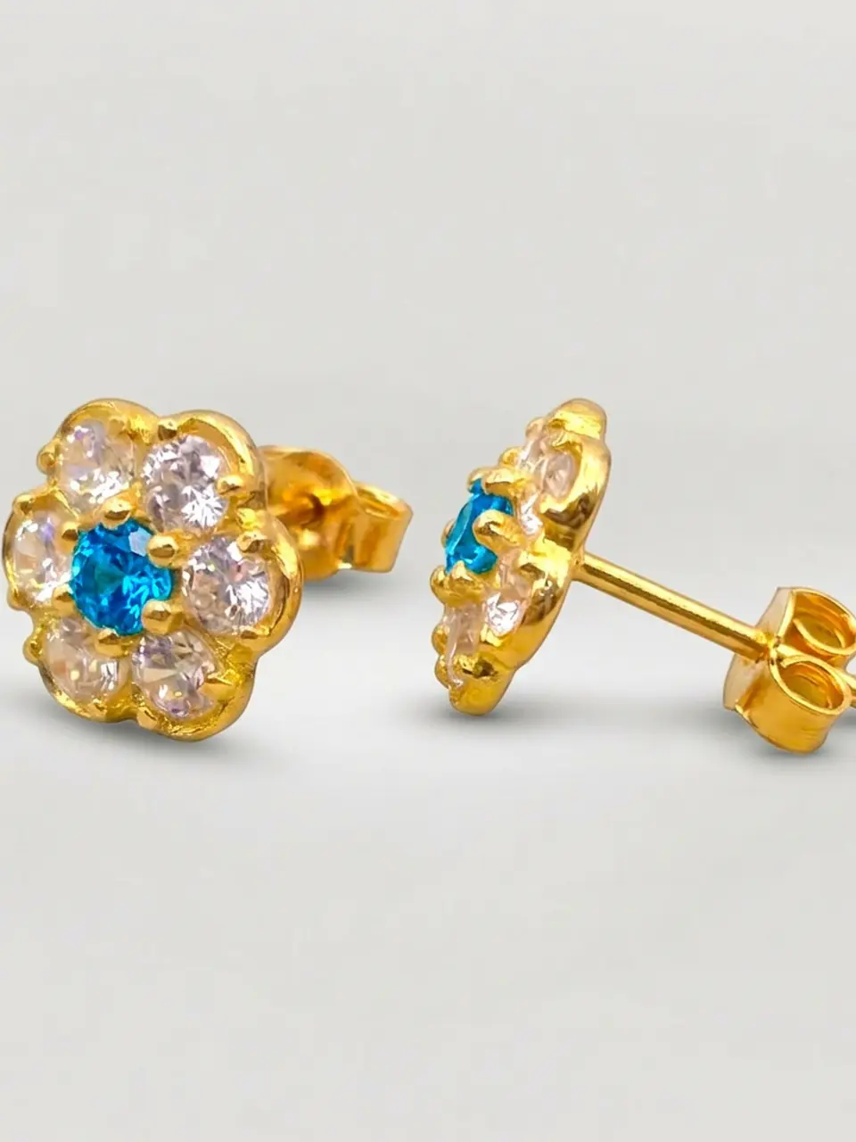 Aros Roseta Aguamarina Mar de Cristal Grande Oro 18k 1