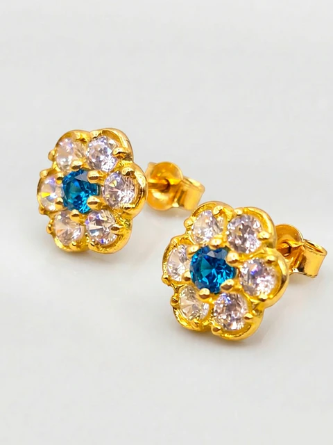 Aros Roseta Aguamarina Mar de Cristal Grande Oro 18k