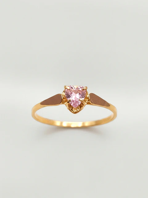 Anillo Chatón Corazón Rosa de Francia Oro 18k