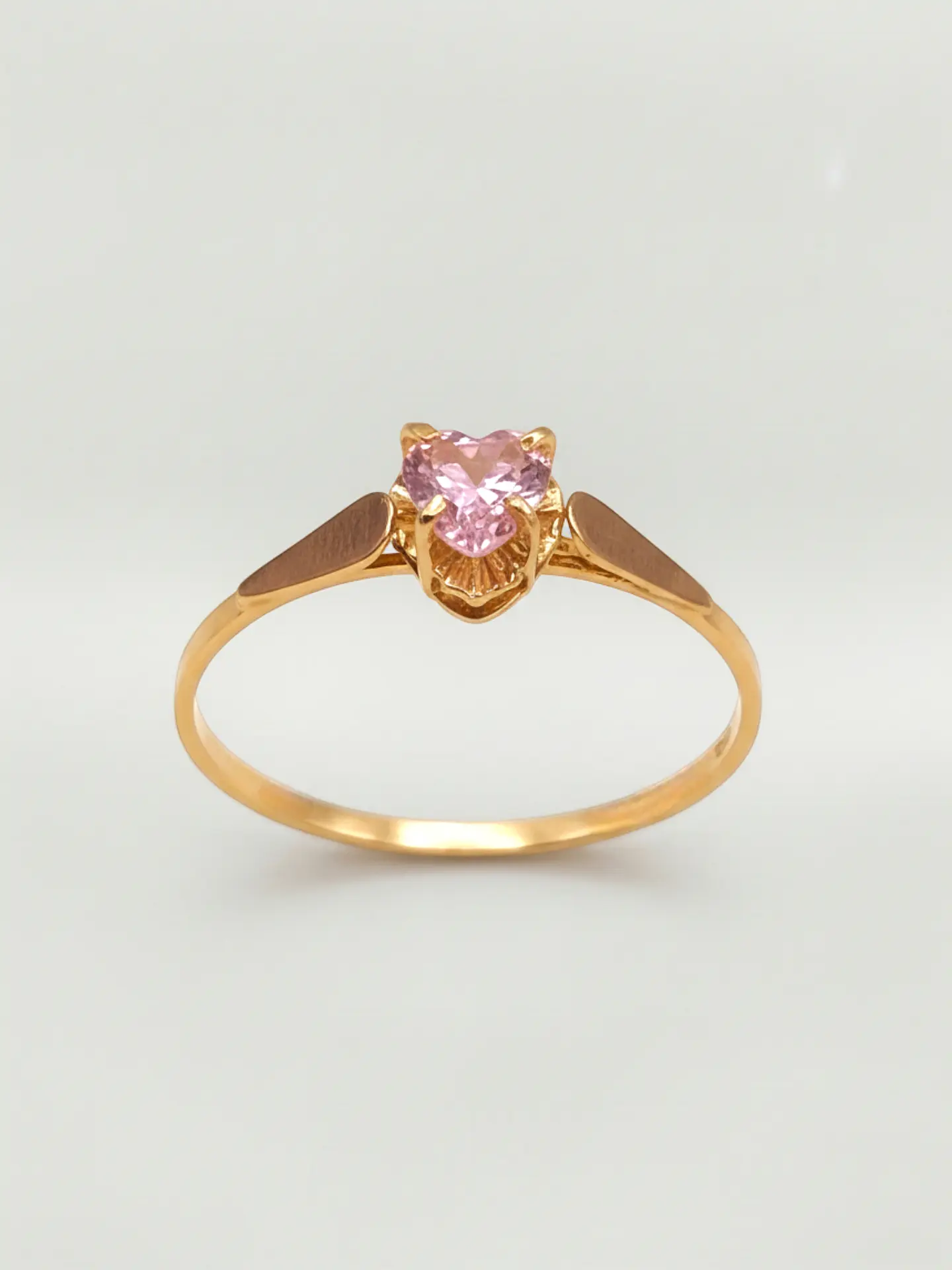 Anillo Chatón Corazón Rosa de Francia Oro 18k 3