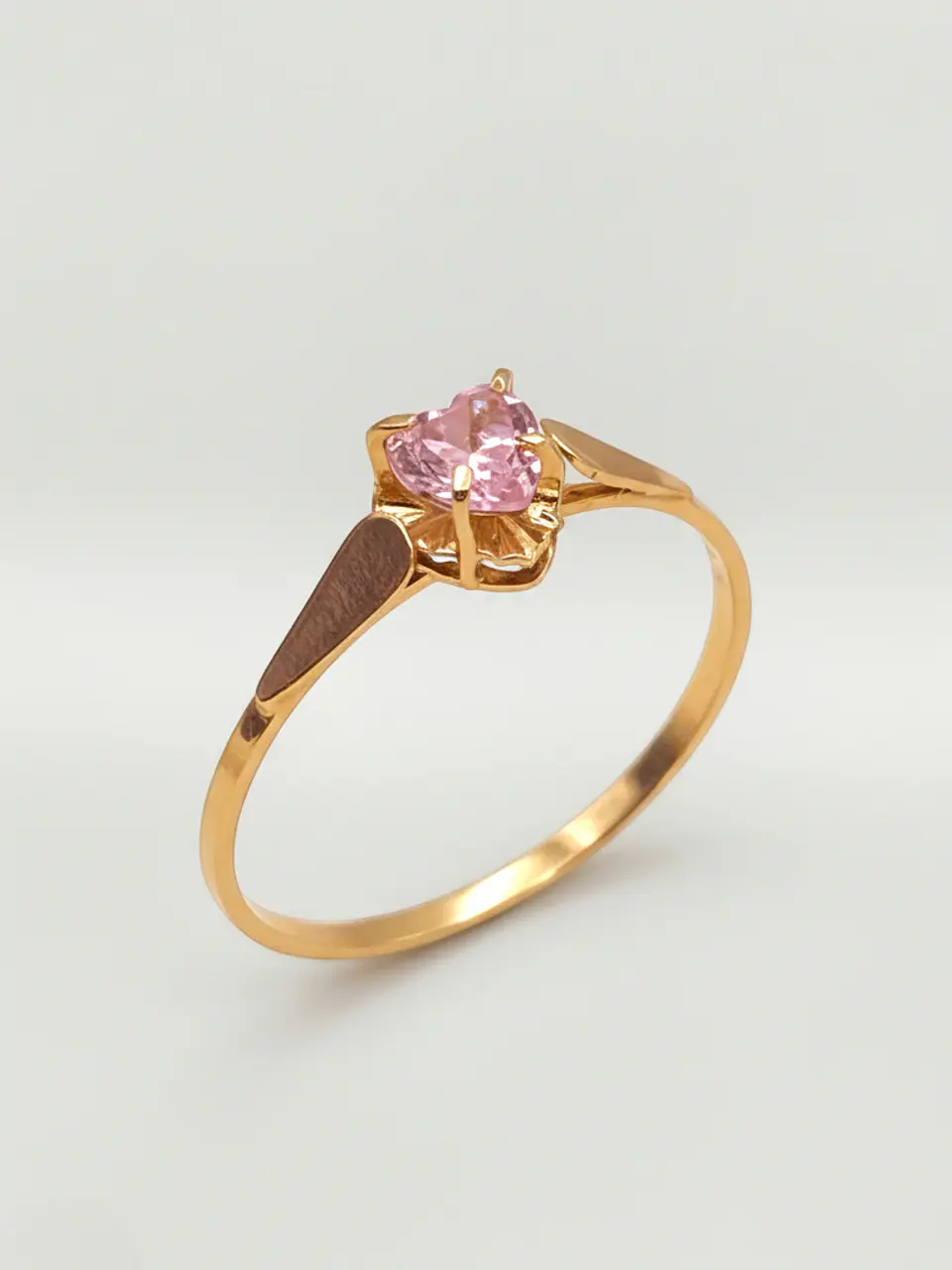 Anillo Chatón Corazón Rosa de Francia Oro 18k 4