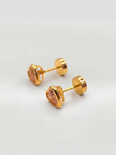 Aros Corazón Rosa de Francia Mediano Oro 18k