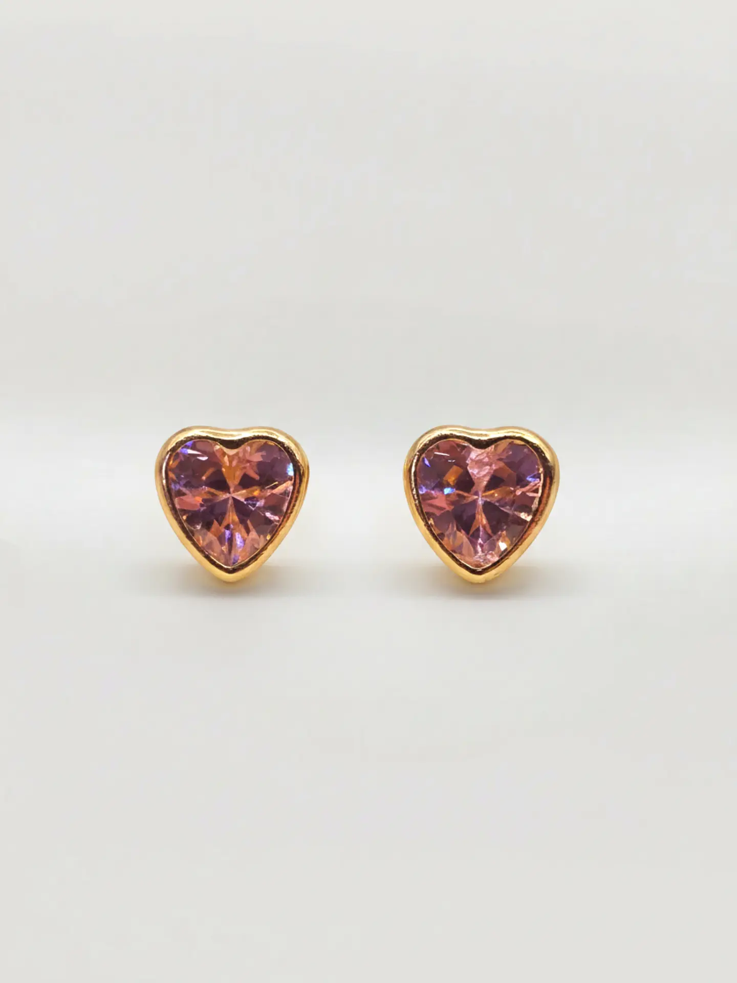 Aros Corazón Rosa de Francia Mediano Oro 18k 3