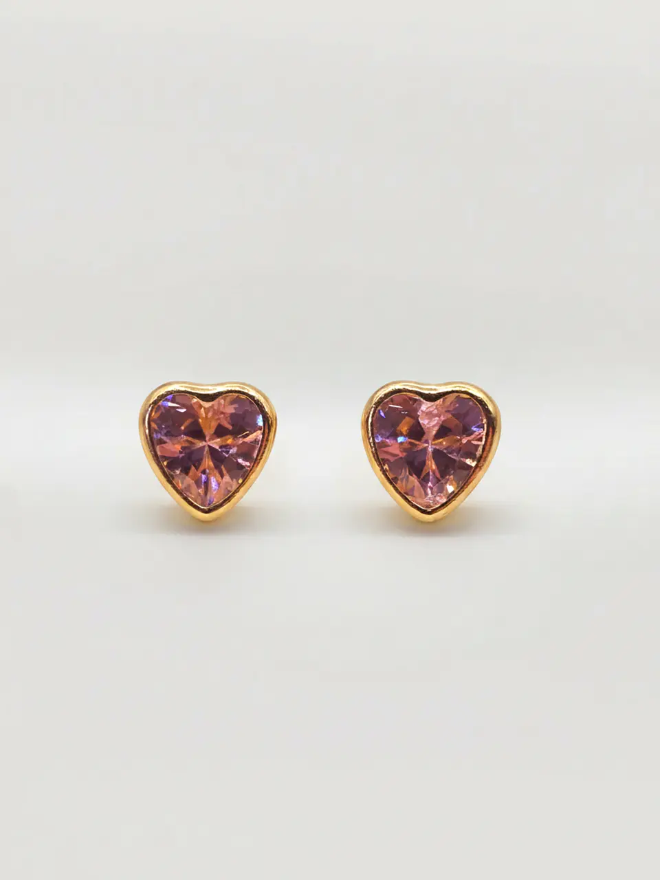 Aros Corazón Rosa de Francia Mediano Oro 18k 3