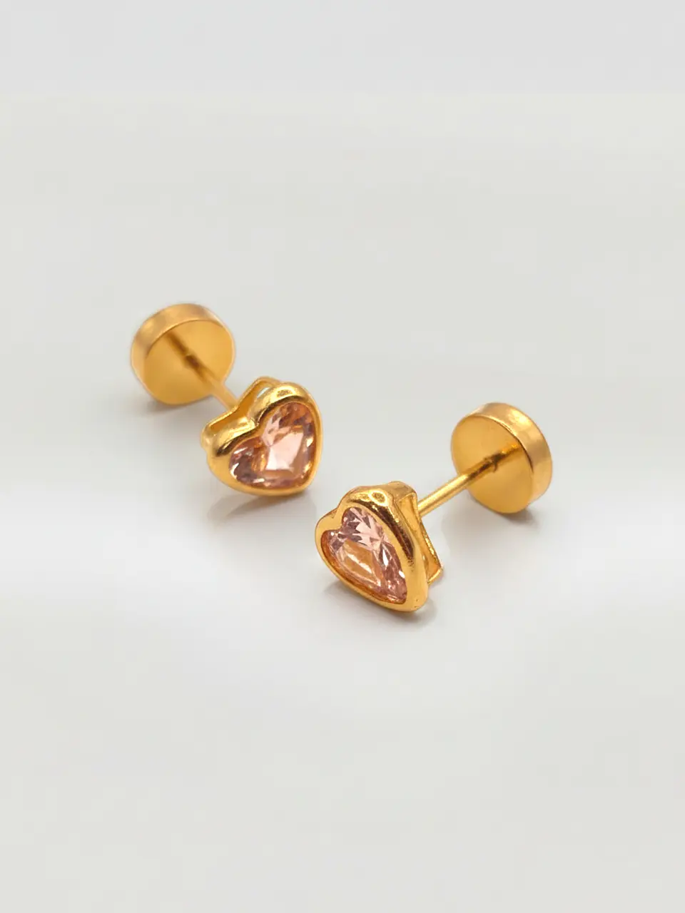 Aros Corazón Rosa de Francia Mediano Oro 18k 5