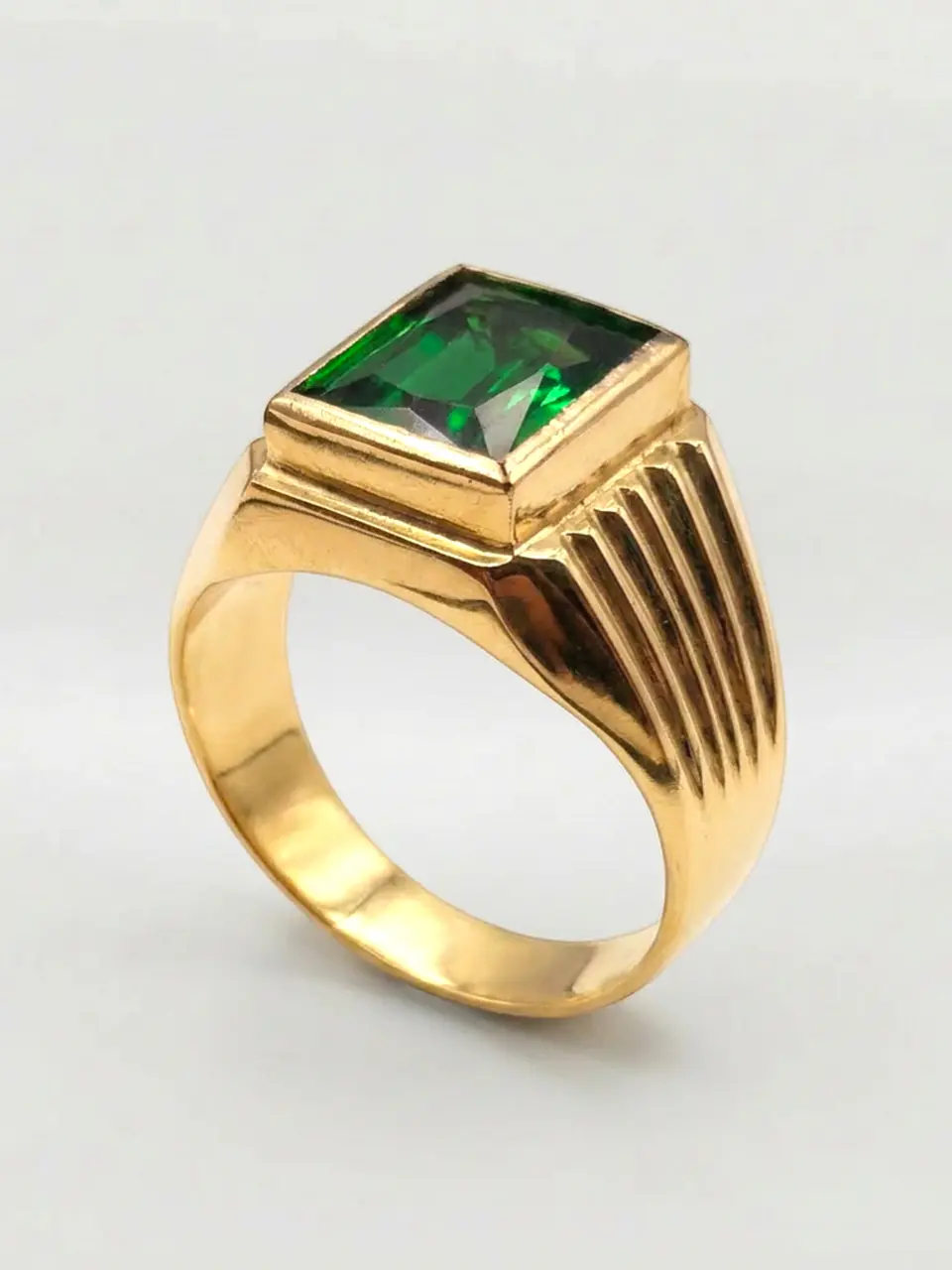 Anillo Sello Jardín de Esmeralda Oro 18k 2