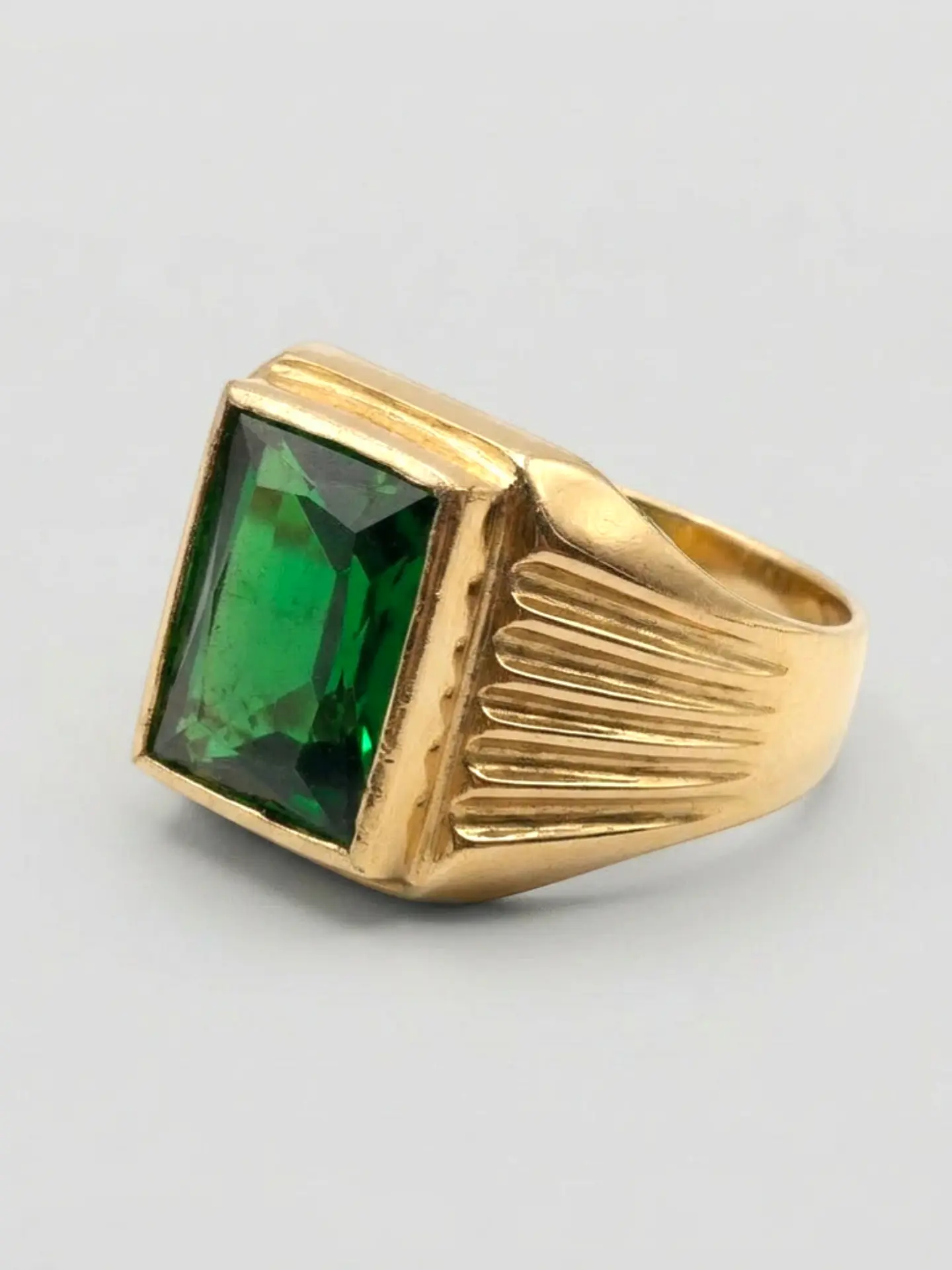 Anillo Sello Jardín de Esmeralda Oro 18k 1