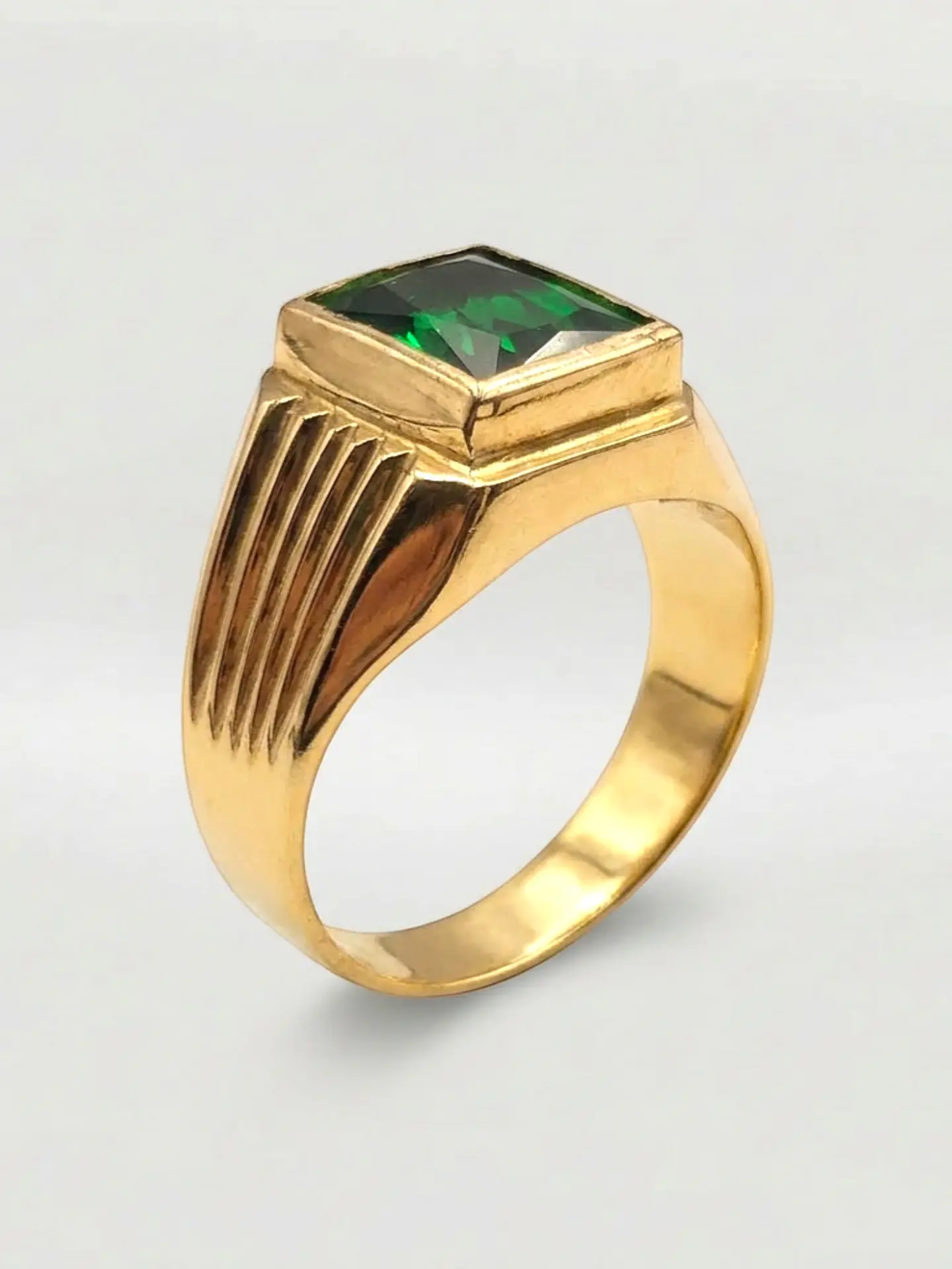 Anillo Sello Jardín de Esmeralda Oro 18k 5