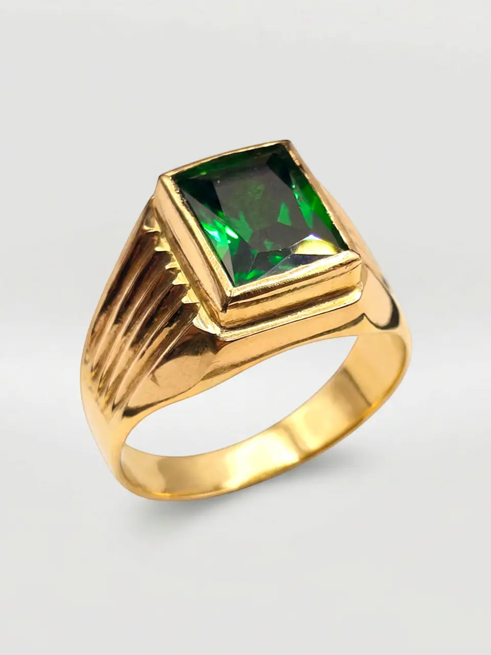 Anillo Sello Jardín de Esmeralda Oro 18k 3