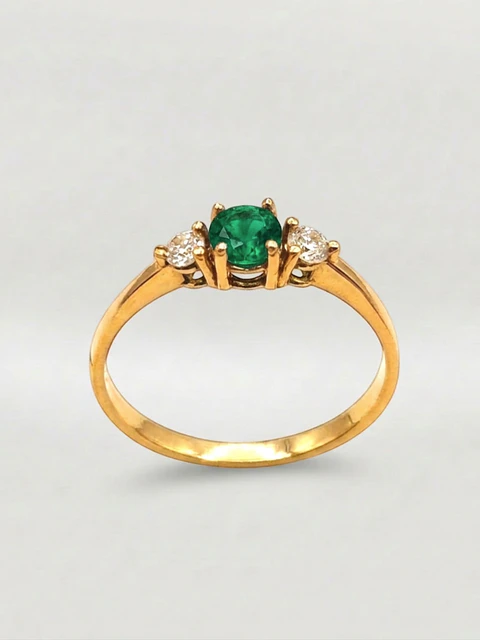 Anillo Princesa Jardín de Esmeralda y Circones Oro 18k