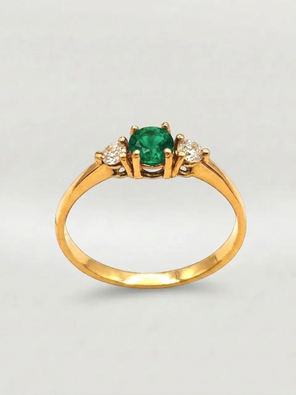 Anillo Princesa Jardín de Esmeralda y Circones Oro 18k 1