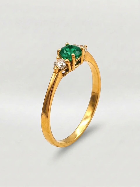 Anillo Princesa Jardín de Esmeralda y Circones Oro 18k