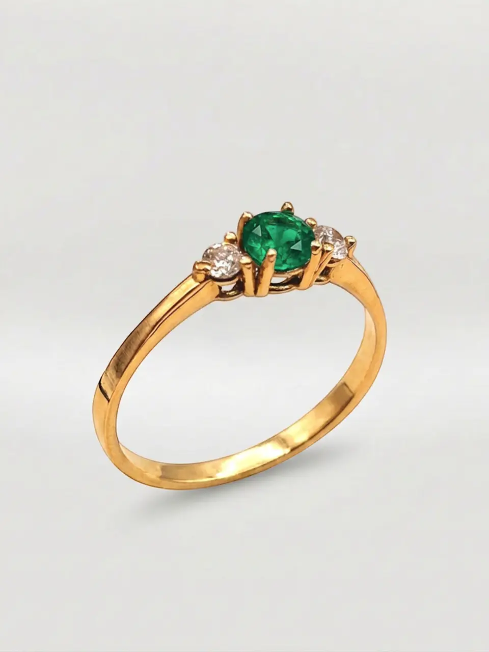 Anillo Princesa Jardín de Esmeralda y Circones Oro 18k 3