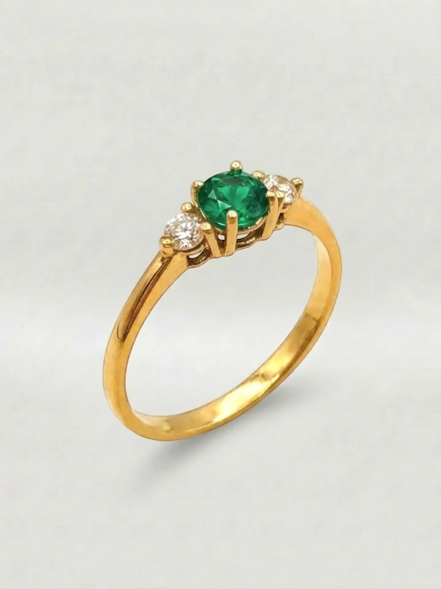 Anillo Princesa Jardín de Esmeralda y Circones Oro 18k 5