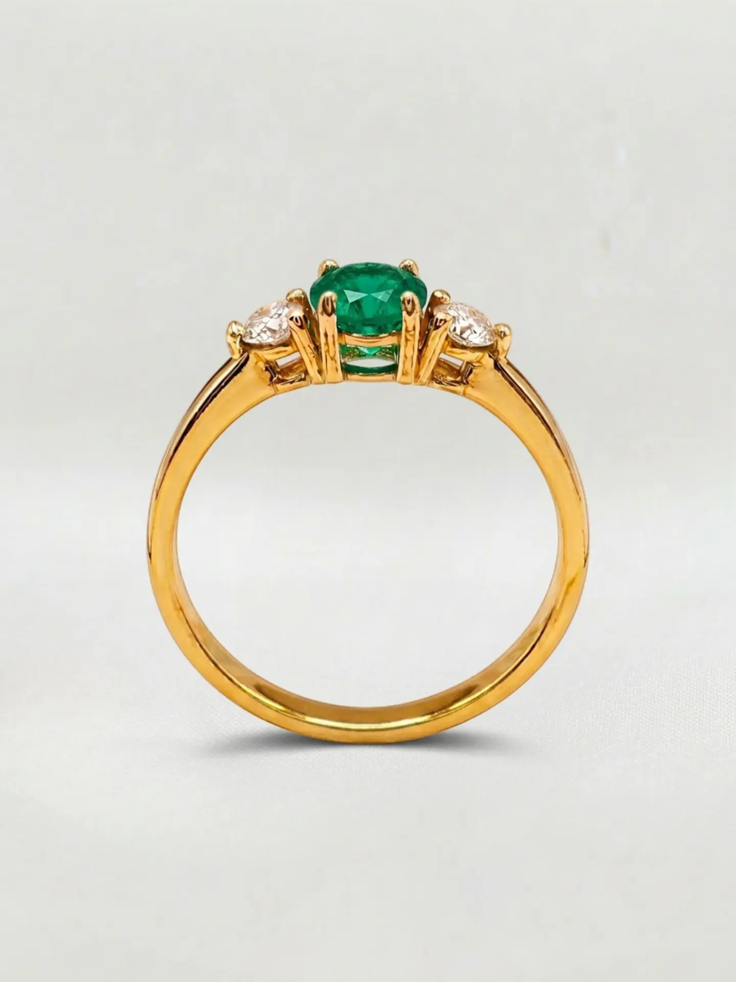 Anillo Princesa Jardín de Esmeralda y Circones Oro 18k 6