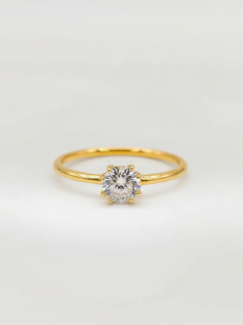 Anillo Solitario Clásico Circón Oro 18k 1